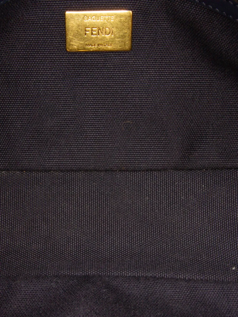 Pre-owned Fendi 2010-2024 Zucca Embroidered Canvas Baguette Satchel In Blue