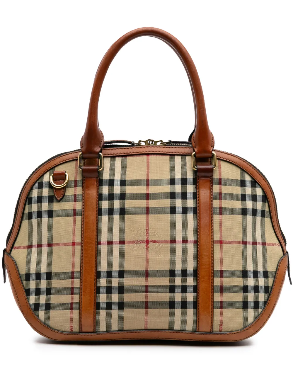 Burberry Pre-Owned 2000-2017 Small Haymarket Check Coated Canvas Orchard Bowling Bag satchel | Brown | Image 1