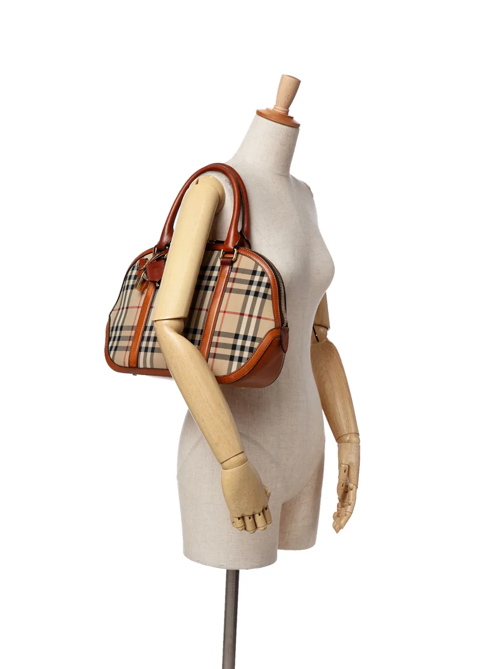Burberry Pre-Owned 2000-2017 Small Haymarket Check Coated Canvas Orchard Bowling Bag satchel | Pre-Owned | Image 2
