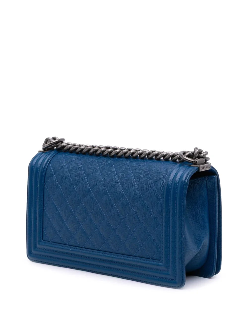 Pre-owned Chanel 2016-2017 Old Medium Quilted Caviar Boy Flap Crossbody Bag
