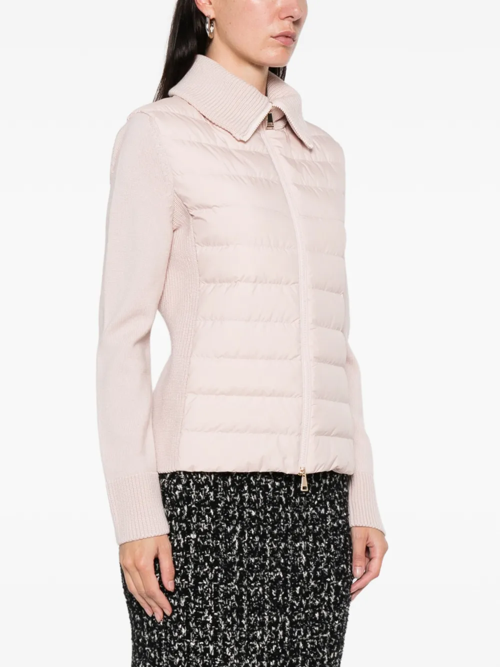 Moncler Zip-fastening Quilted Cardigan In Purple