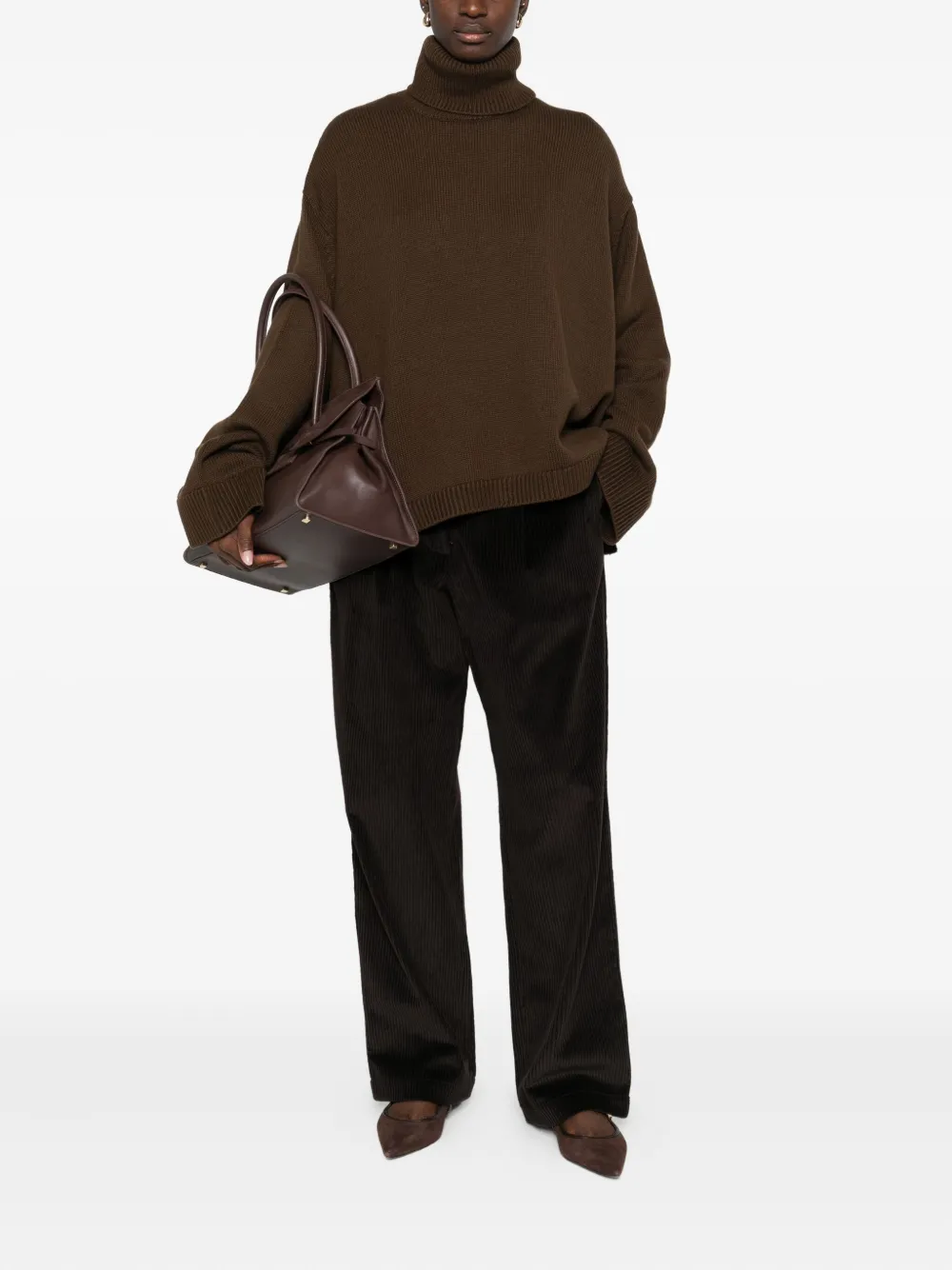 The Frankie Shop Ribfluwelen straight broek - Bruin