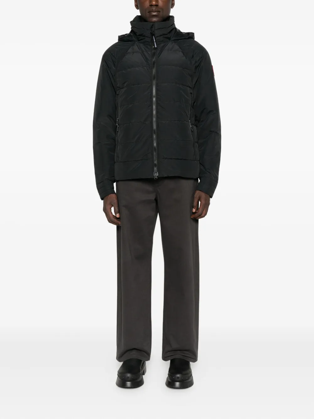 Canada Goose Gewatteerd jack met logopatch Zwart