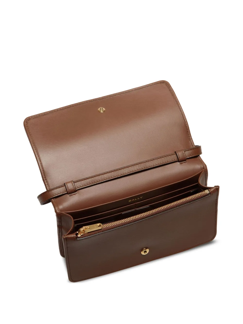 Bally Leren crossbodytas met wapenschild Bruin