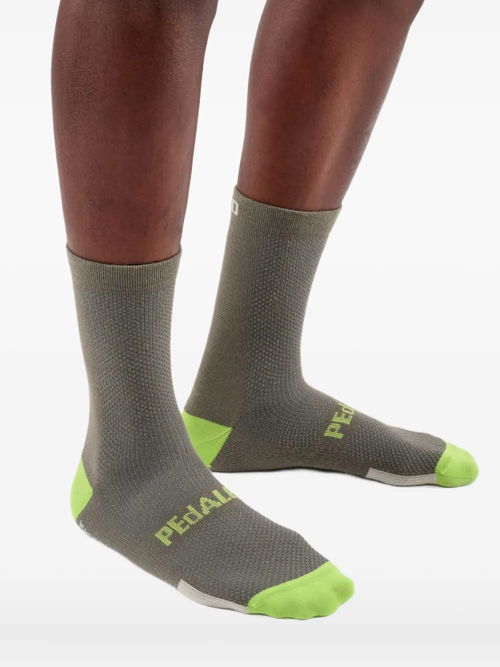 Pedaled Logo-detail Crew Socks In Gray