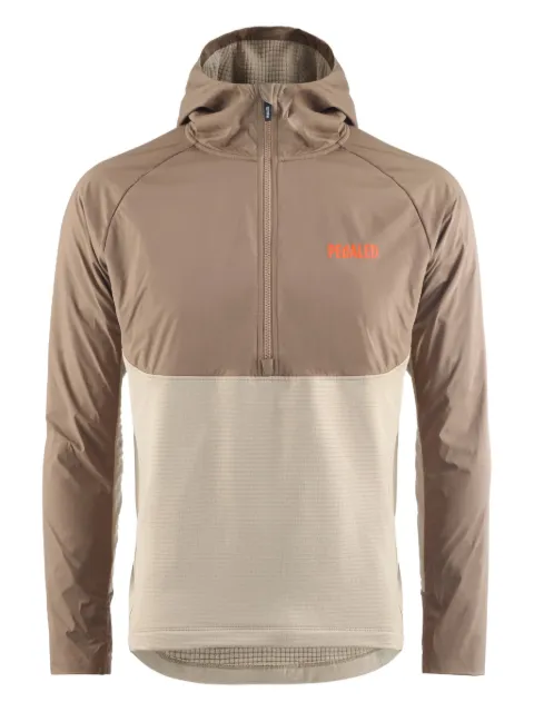 Pedaled hooded half-zip sweater
