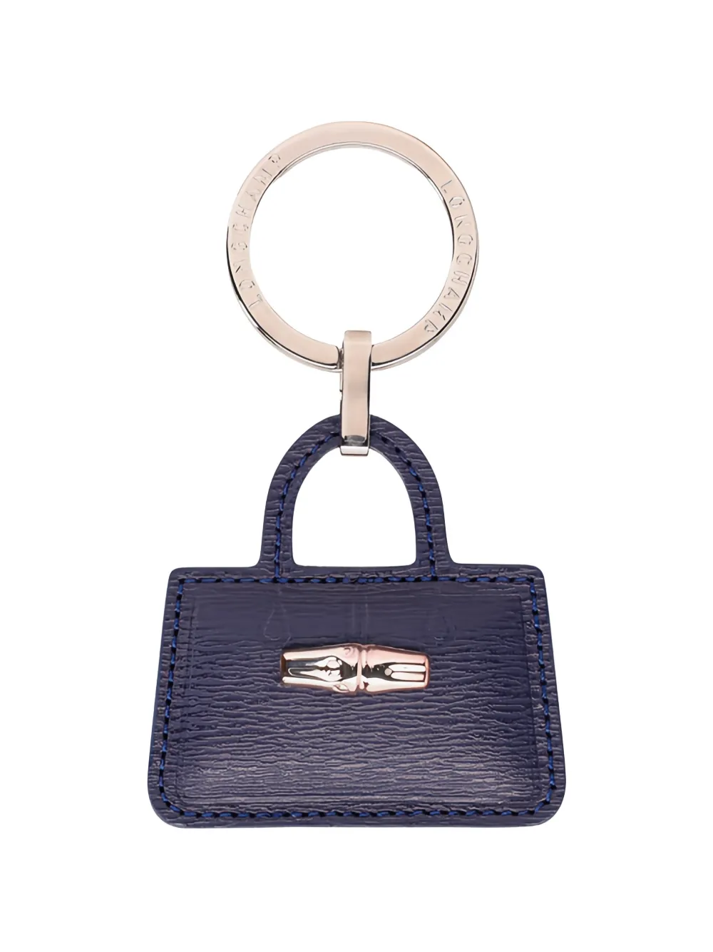Longchamp Roseau leather keyring - Blue