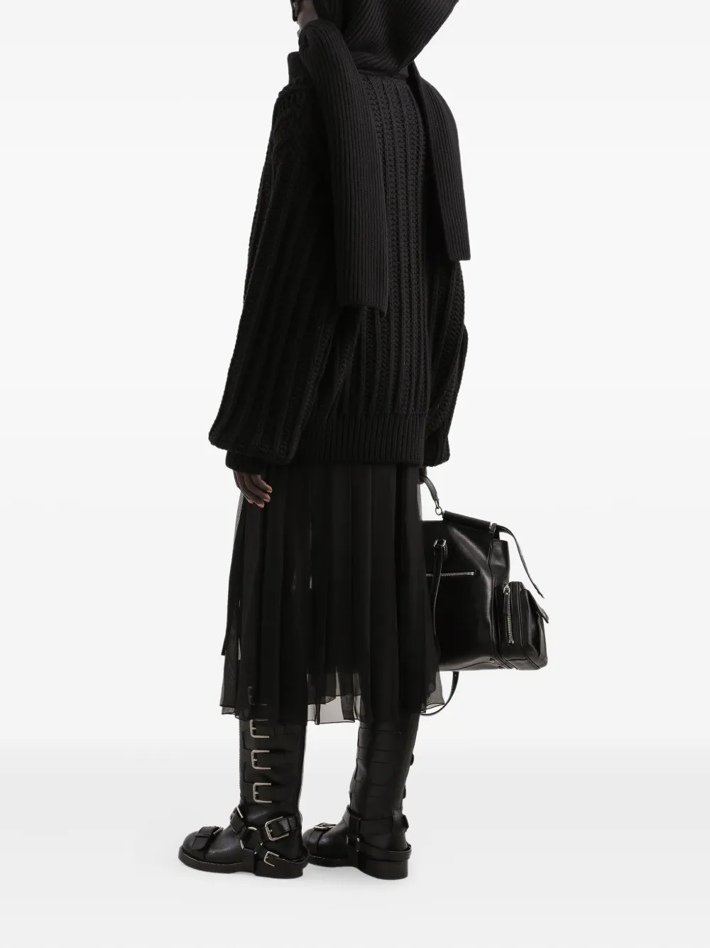 Dolce & Gabbana Chunky Knit Ribbed Cardigan With Long Sleeves In Black