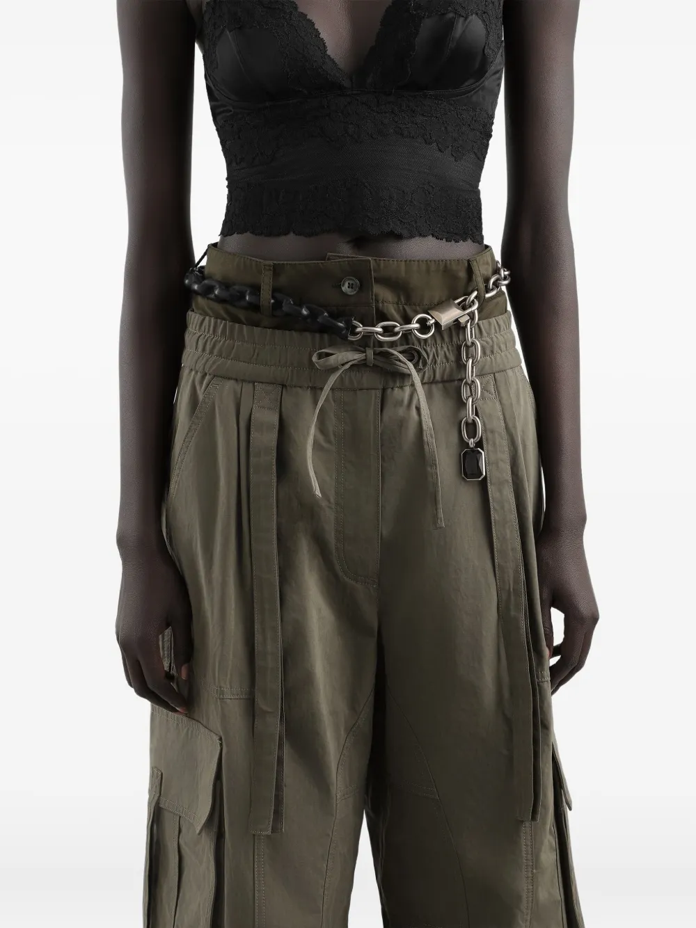 Dolce & Gabbana Leather Chain-link Belt In Black