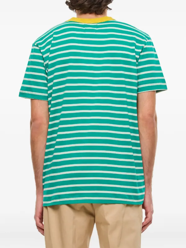 緑色のストライプTシャツ adidas（アディダス）の「アディカラー クラシックス スリー