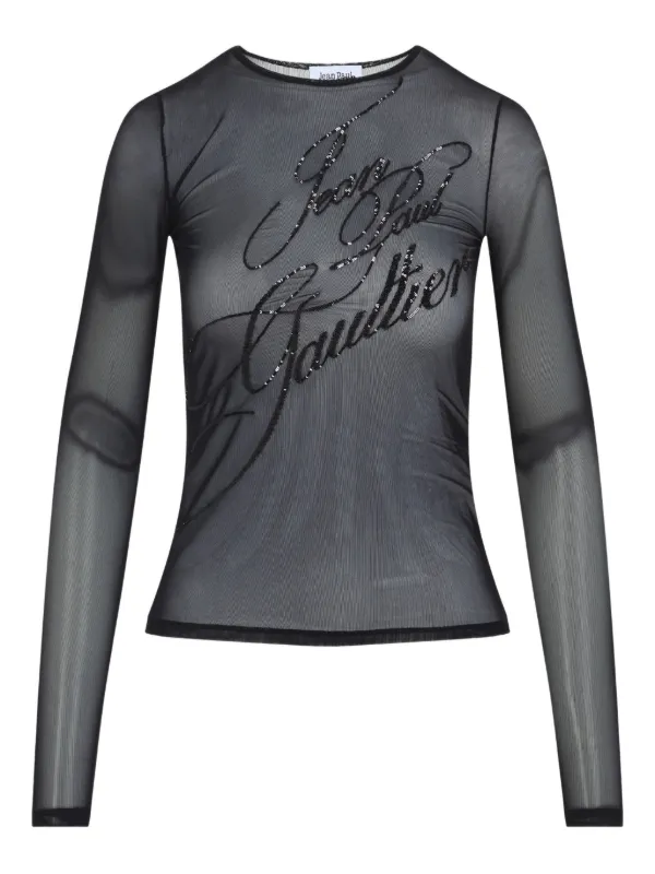 トップス JPG gaultier logo boarder t-shirt Jean Paul Gaultier Women's Logo Baby T-Shirt in White/Black