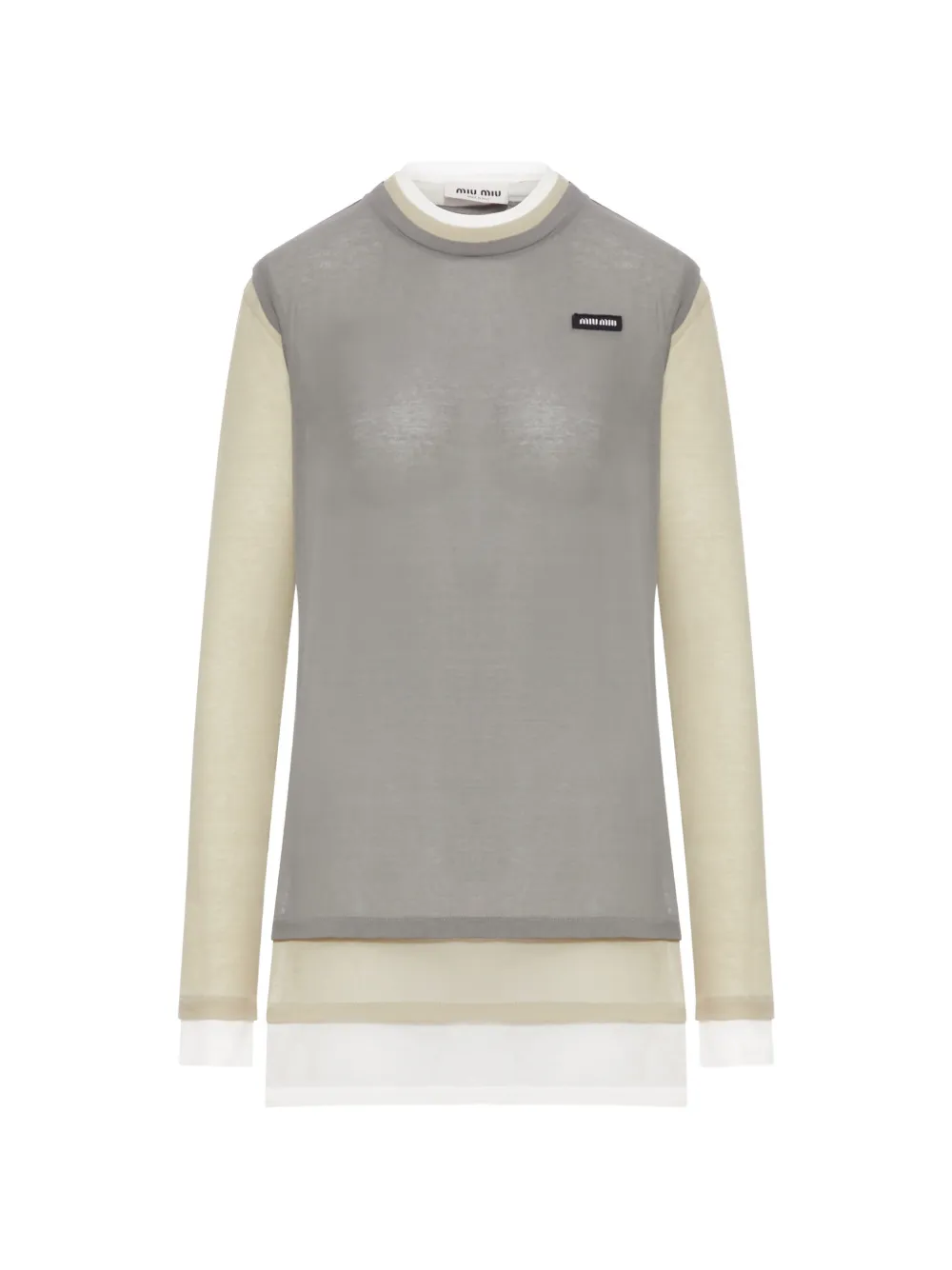 Miu Miu layered long-sleeve T-shirt - Grigio