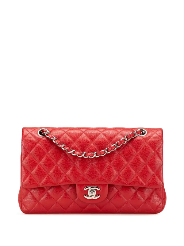 CHANEL Pre-Owned 2014 Medium Classic Caviar Double Flap Shoulder Bag Red  FARFETCH ID