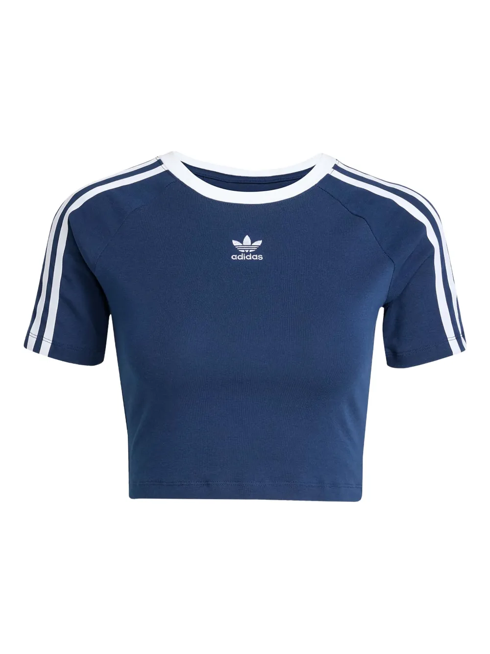 Adidas 3-Stripes cropped T-shirt Blauw