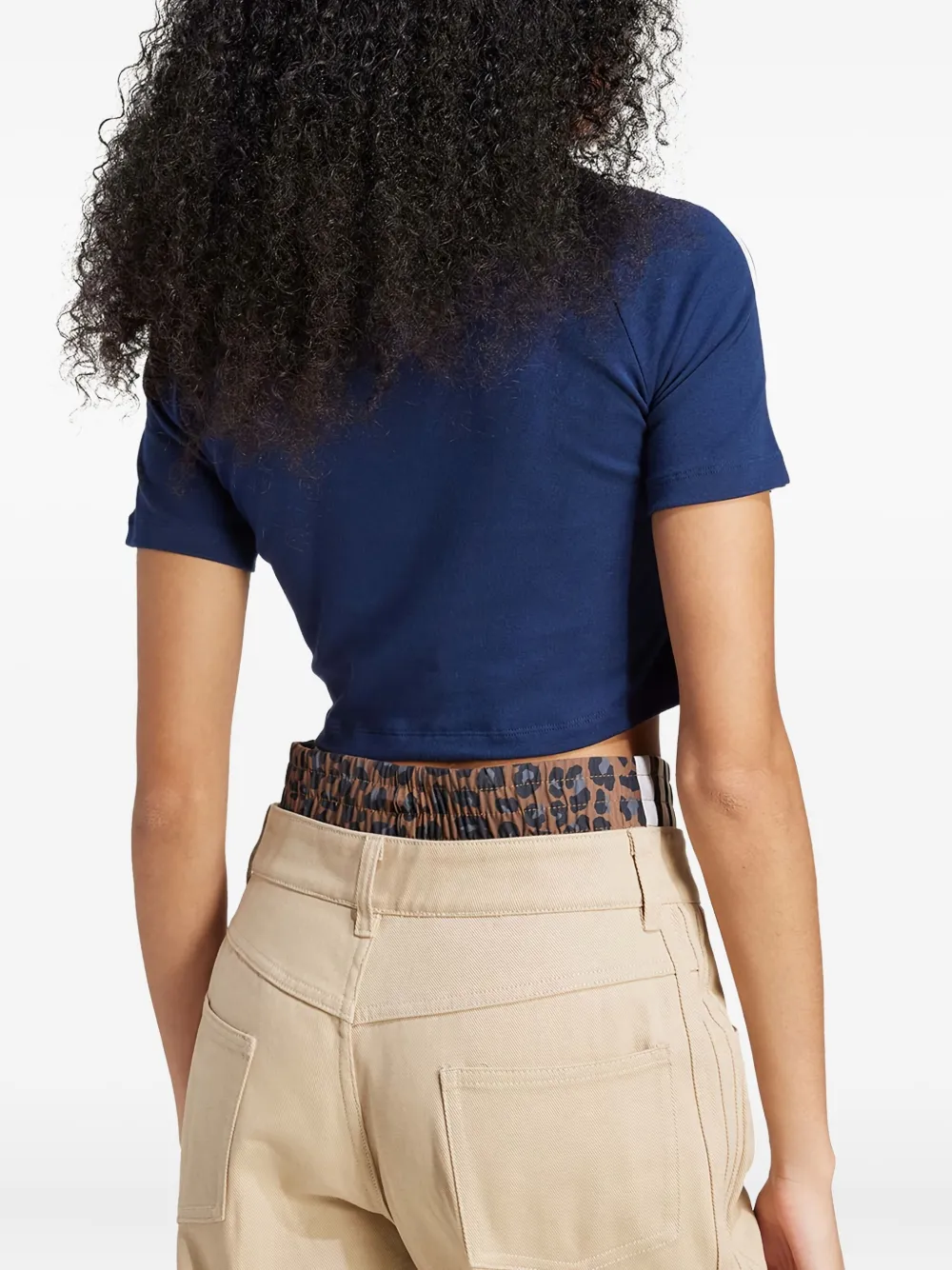 adidas Cropped T-shirt met drie strepen Blauw