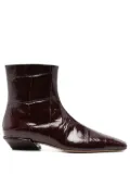 Paris Texas 30mm crocodile-effect pointed-toe ankle boots - Red