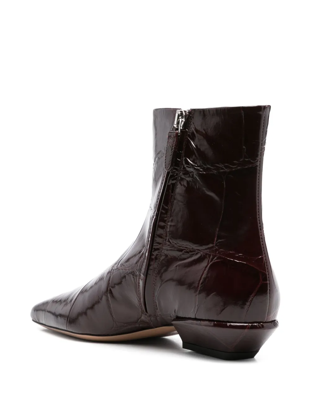 Paris Texas 30mm crocodile-effect pointed-toe ankle boots Red
