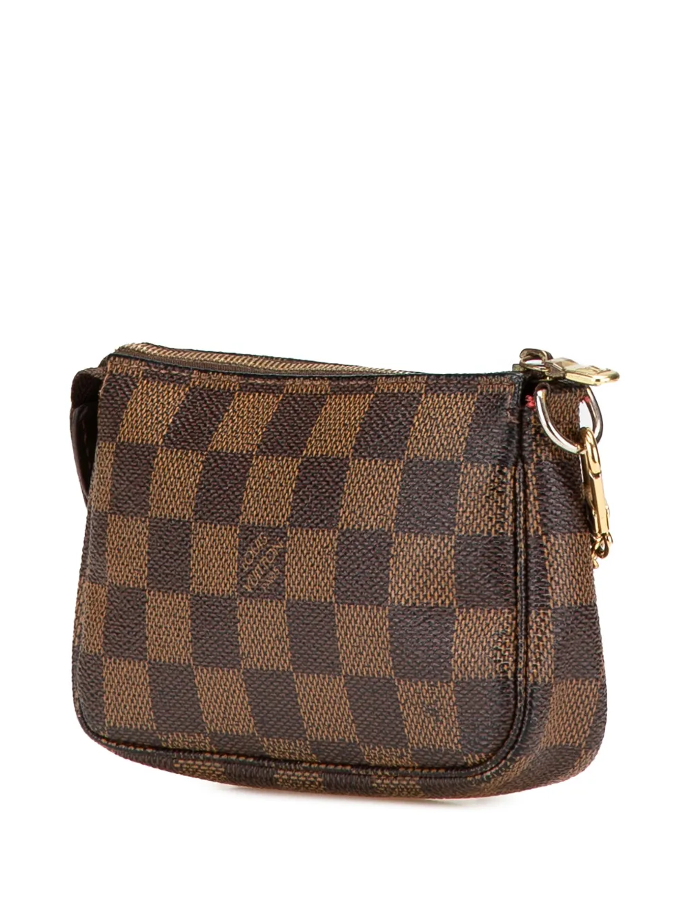 Pre-owned Louis Vuitton 2007 Damier Ebene Mini Pochette Accessoires Handbag In Brown
