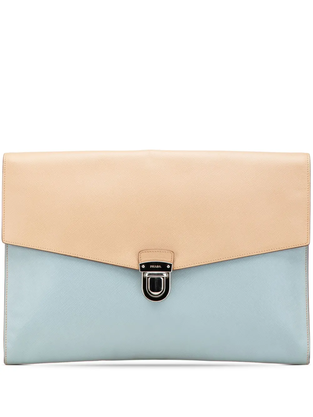 Prada Pre-Owned 2013-2024 Bicolor Saffiano Envelope Pushlock clutch bag | Blue | Image 1