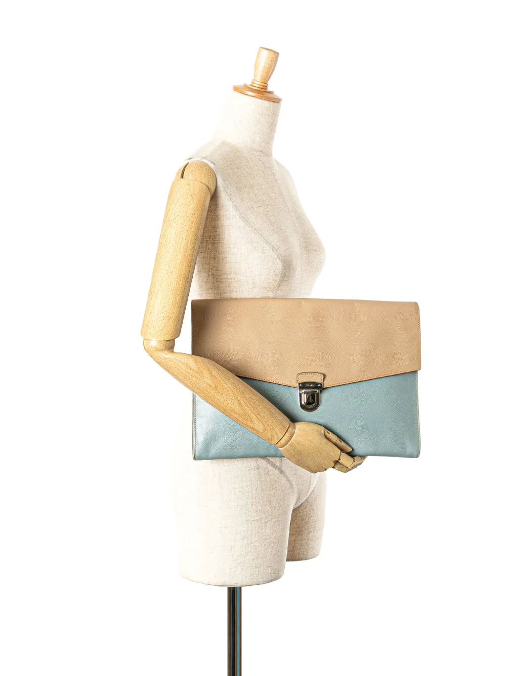 Prada Pre-Owned 2013-2024 Bicolor Saffiano Envelope Pushlock clutch bag | Pre-Owned | Image 2