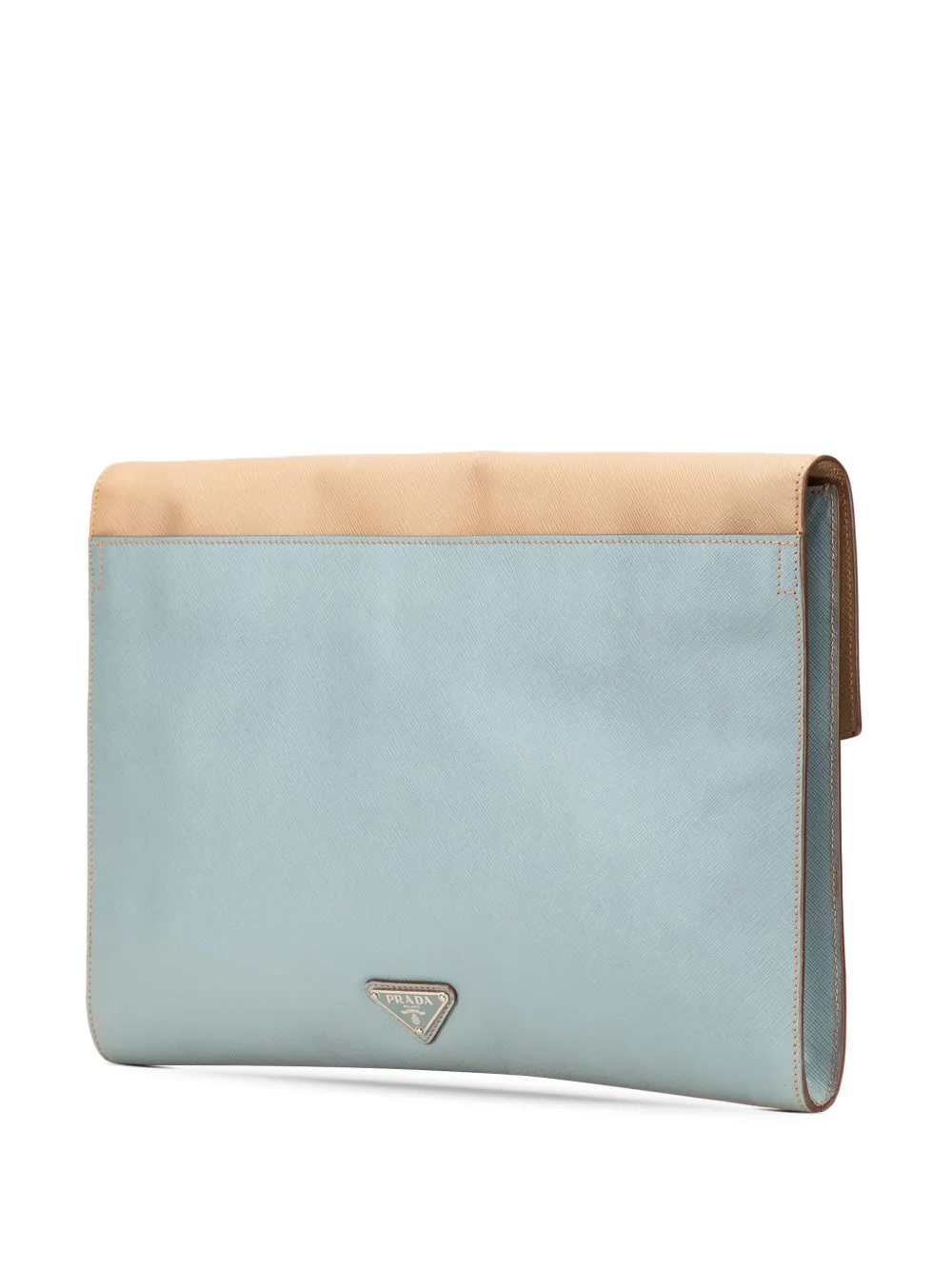 Pre-owned Prada 2013-2024 Bicolor Saffiano Envelope Pushlock Clutch Bag