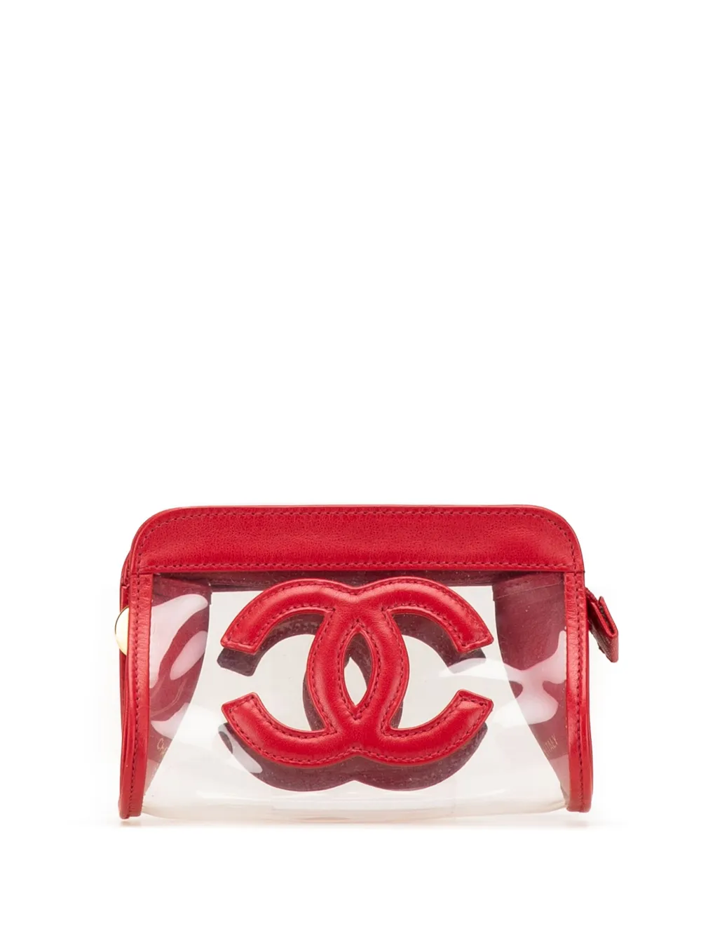 CHANEL Pre-Owned 1994-1996 CC Vinyl and Lambskin Cosmetic pouch - レッド CHANEL Pre-Owned 1994-1996 CC Vinyl and Lambskin Cosmetic pouch - レッド