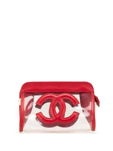 CHANEL Pre-Owned 1994-1996 CC Vinyl and Lambskin Cosmetic pouch