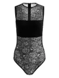 alice + olivia floral-lace bodysuit - Black