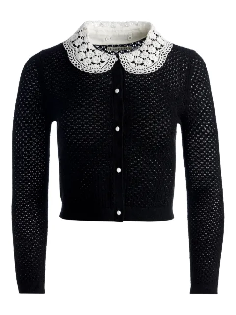 alice + olivia crochet-collar cardigan