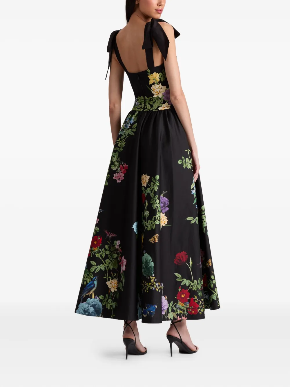alice + olivia Midi-jurk met gestrikt bandje en bloemenprint Zwart