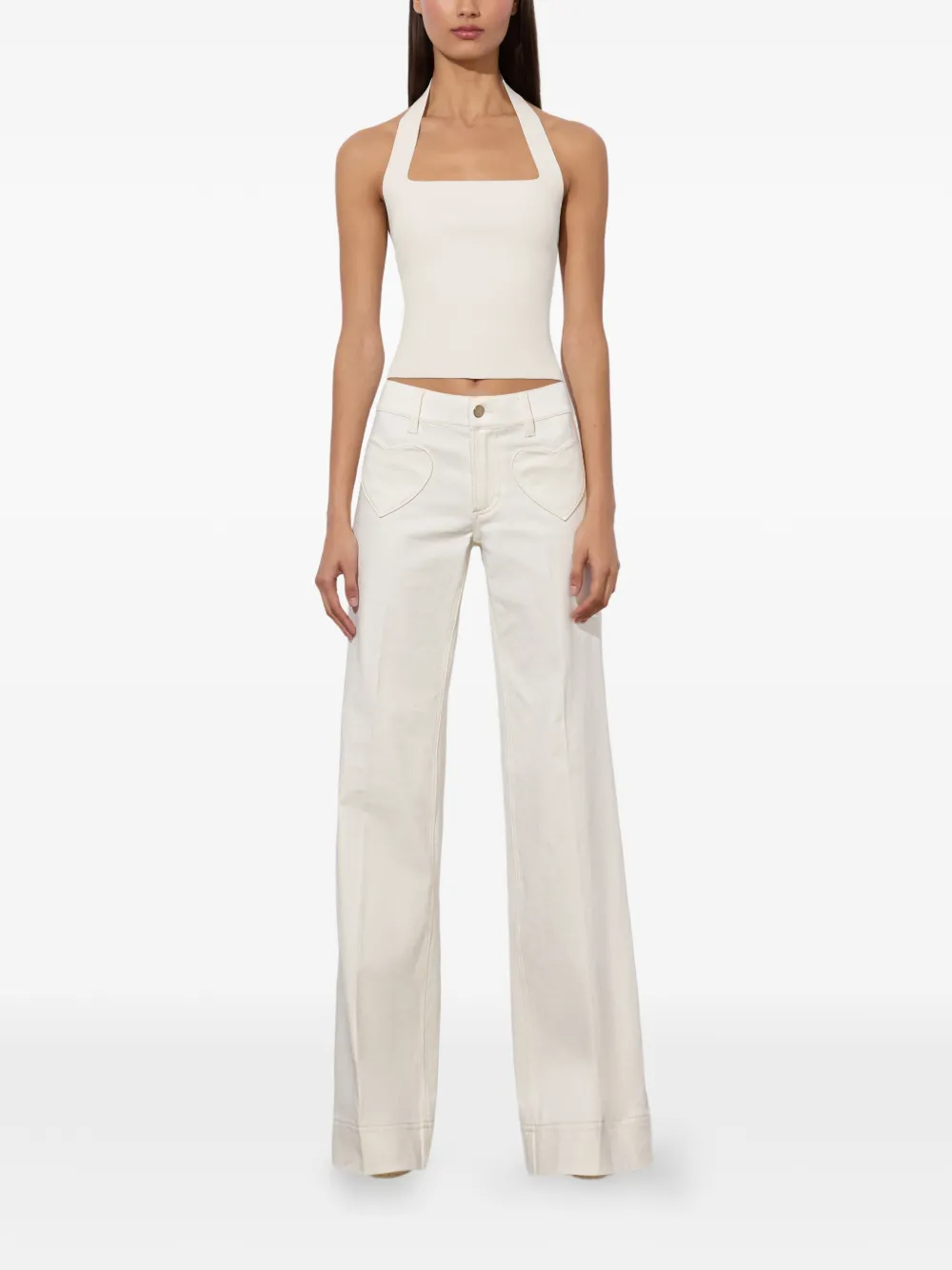  Alice + Olivia Slay Heart Pocket Front Wide-leg Jeans - Neutrals 