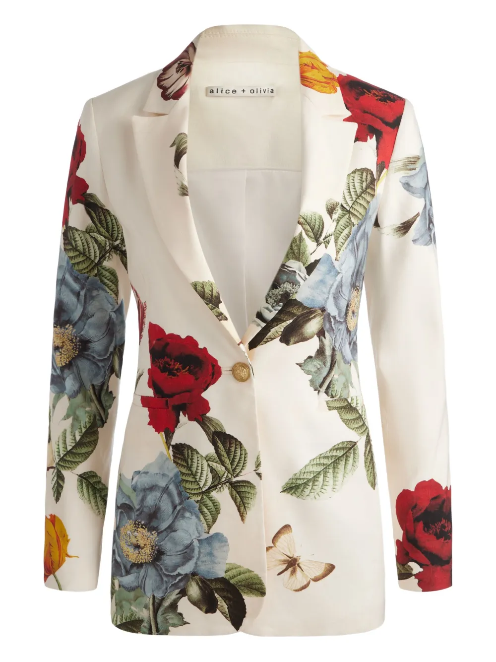 floral-print fitted blazer