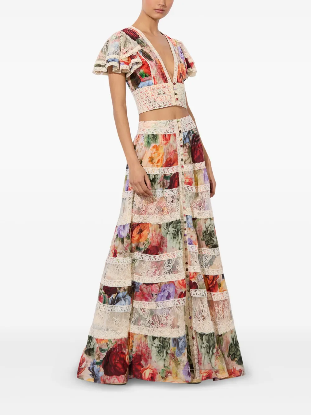 alice + olivia Keeley blouse met bloemenprint Beige