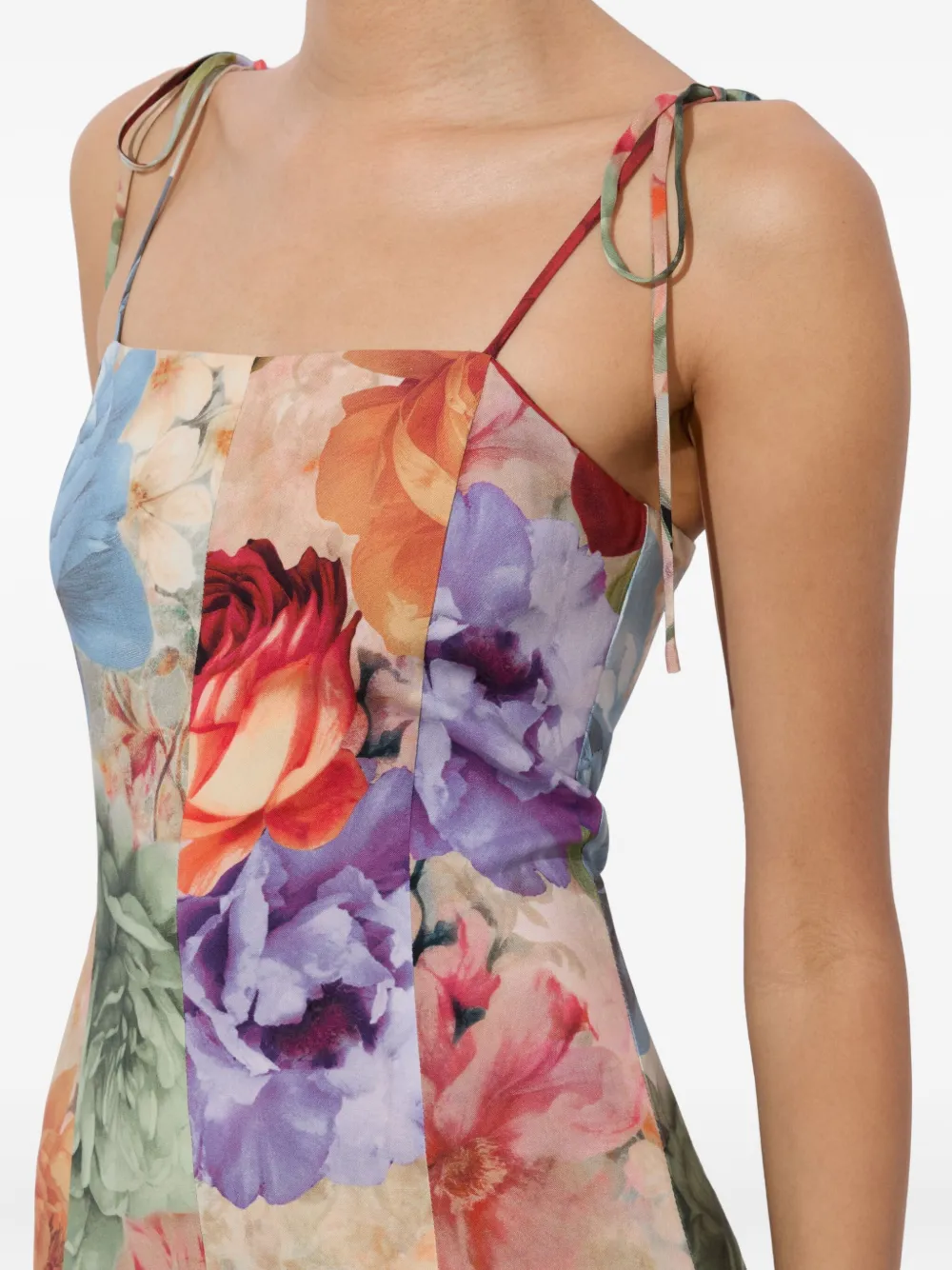 alice + olivia Jeanette midi-jurk met bloemenprint Oranje