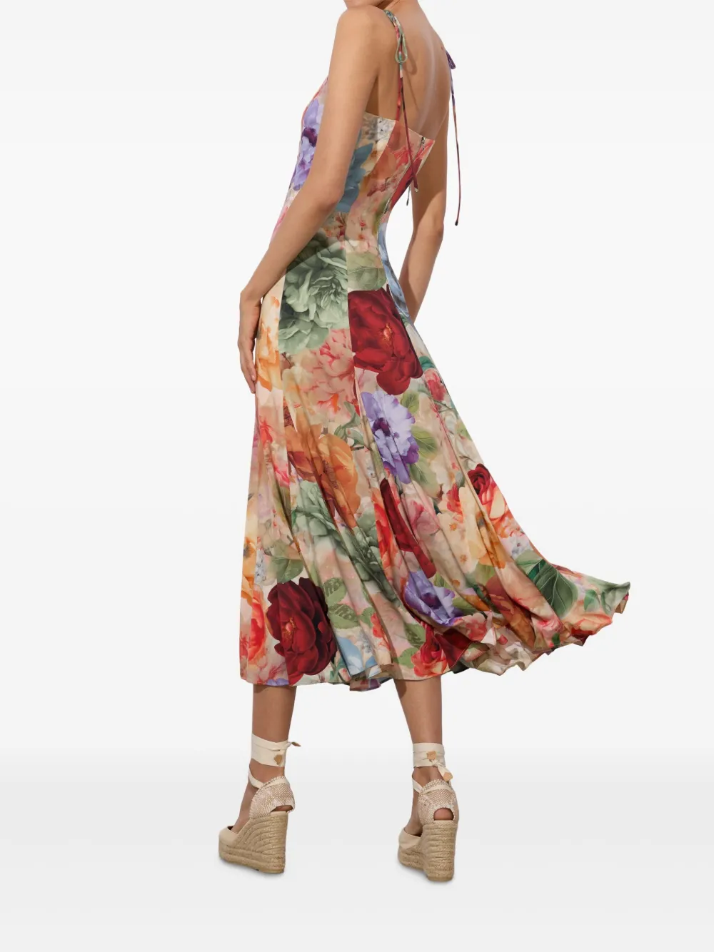 alice + olivia Jeanette midi-jurk met bloemenprint Oranje