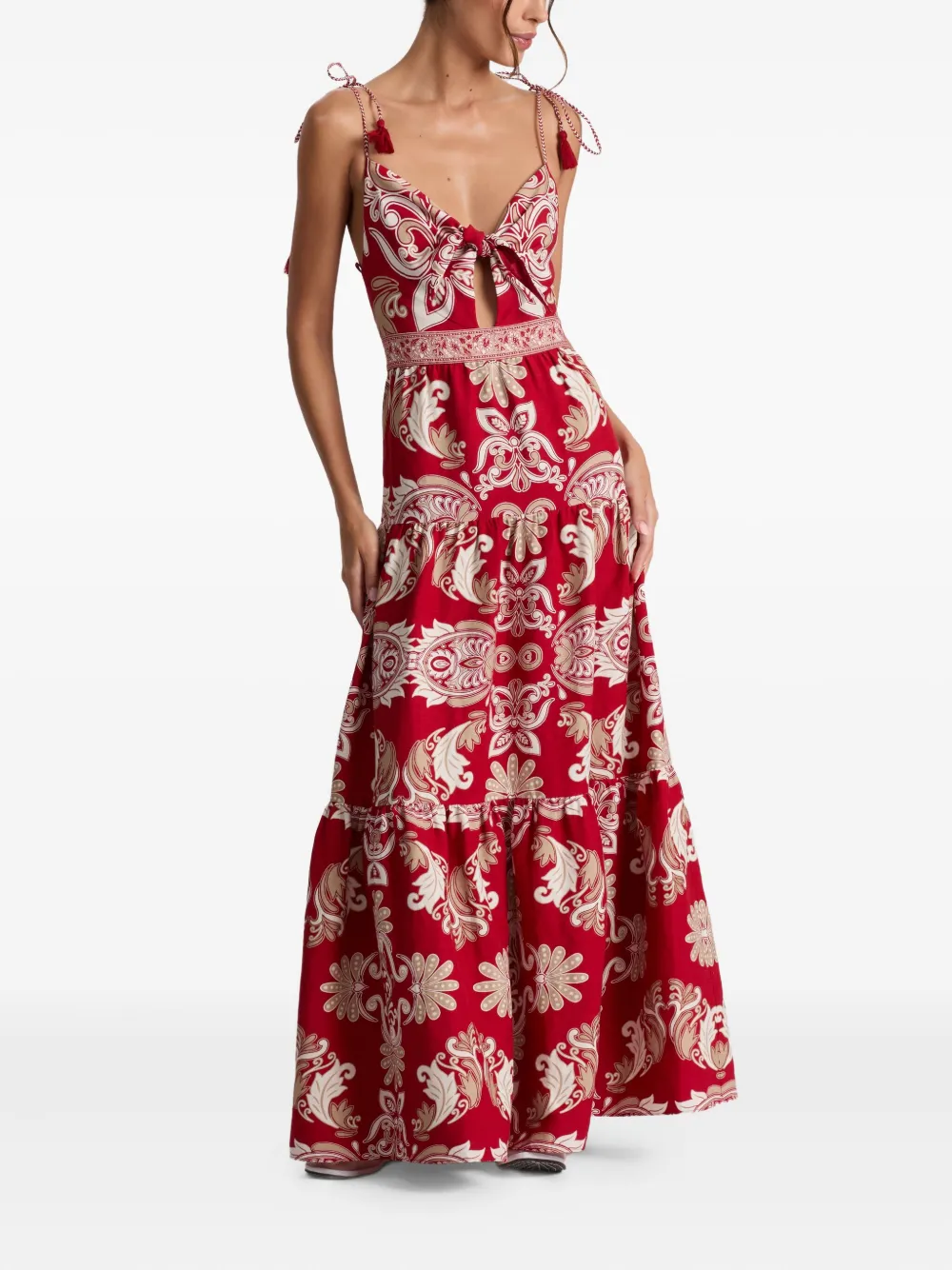 alice + olivia Maxi-jurk met paisley-print en kwastjes Rood