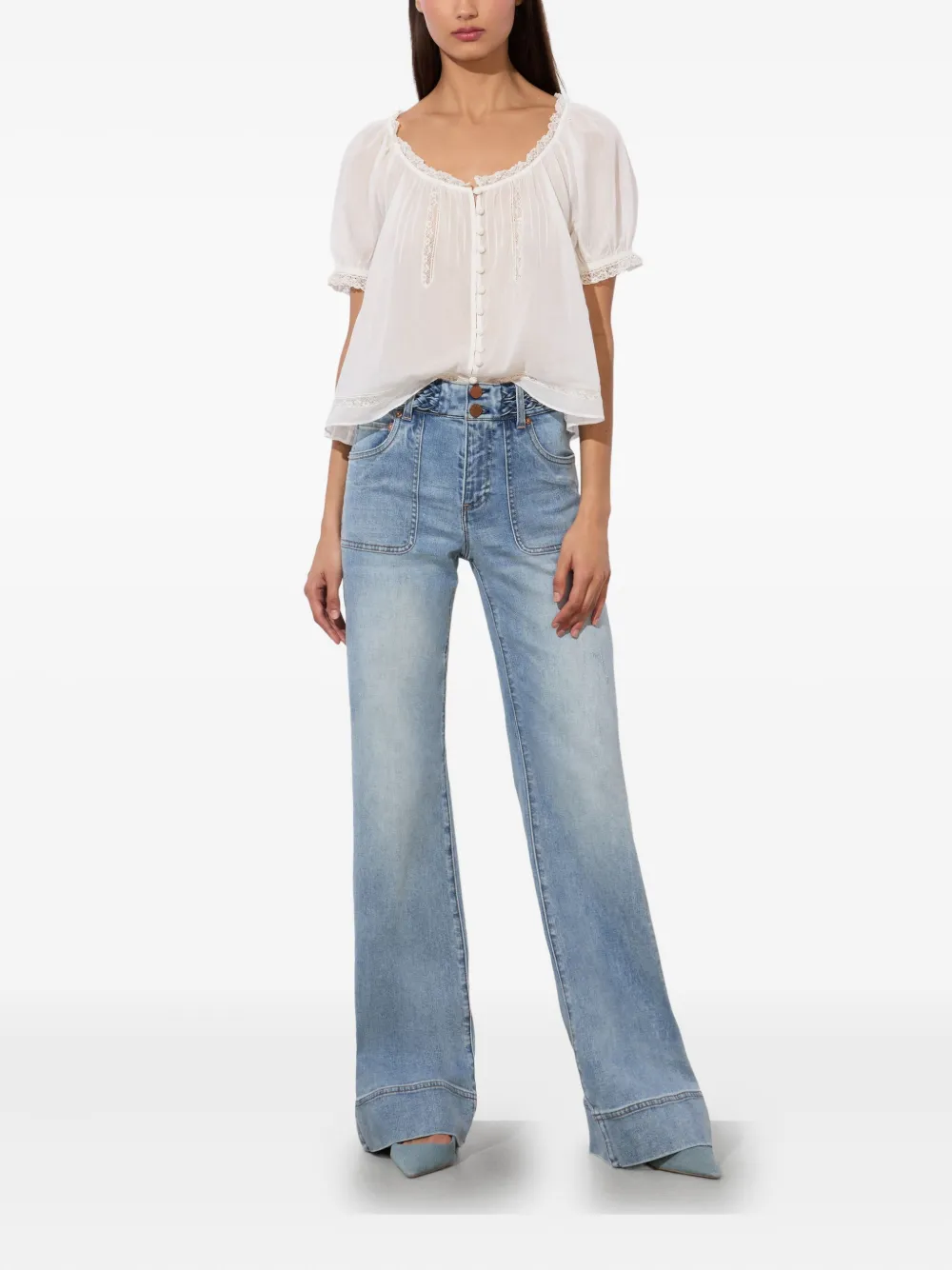 alice + olivia Jeans met gevlochten tailleband en opgestikte zak Blauw