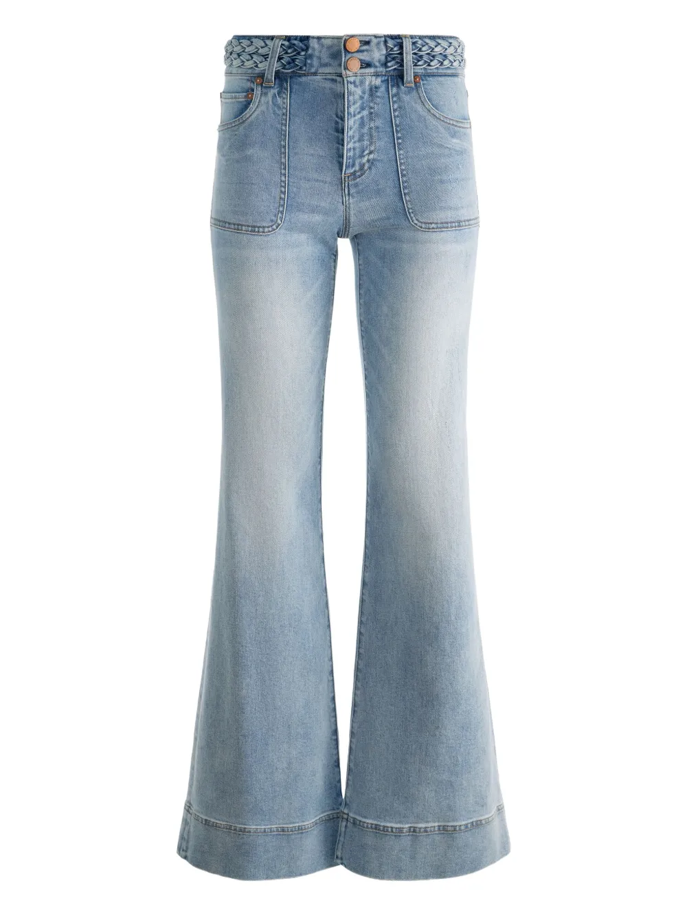 alice + olivia braided-waistband patch-pocket jeans | Blue | Image 1