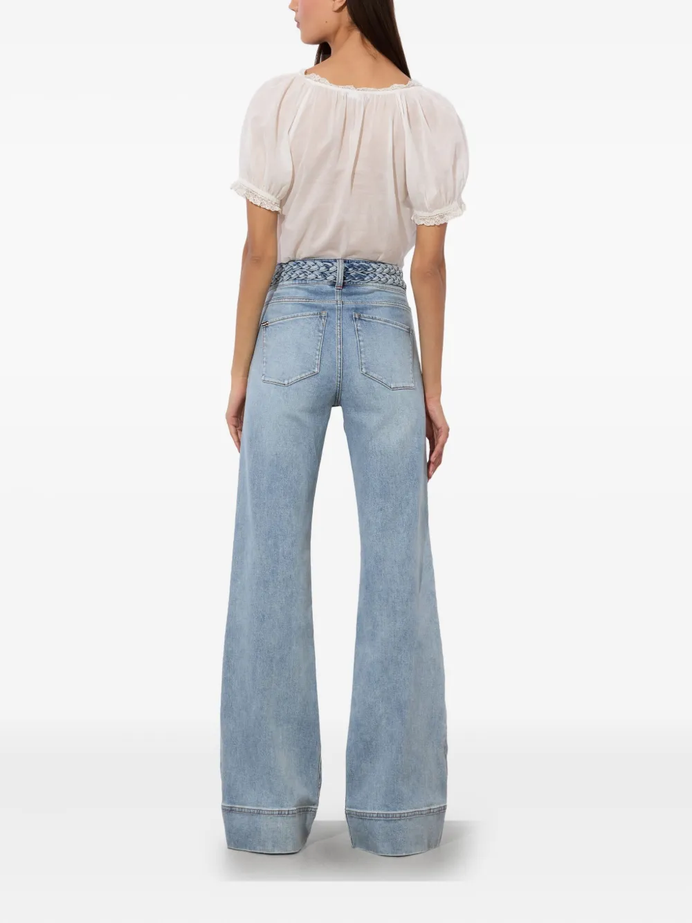 alice + olivia Jeans met gevlochten tailleband en opgestikte zak Blauw