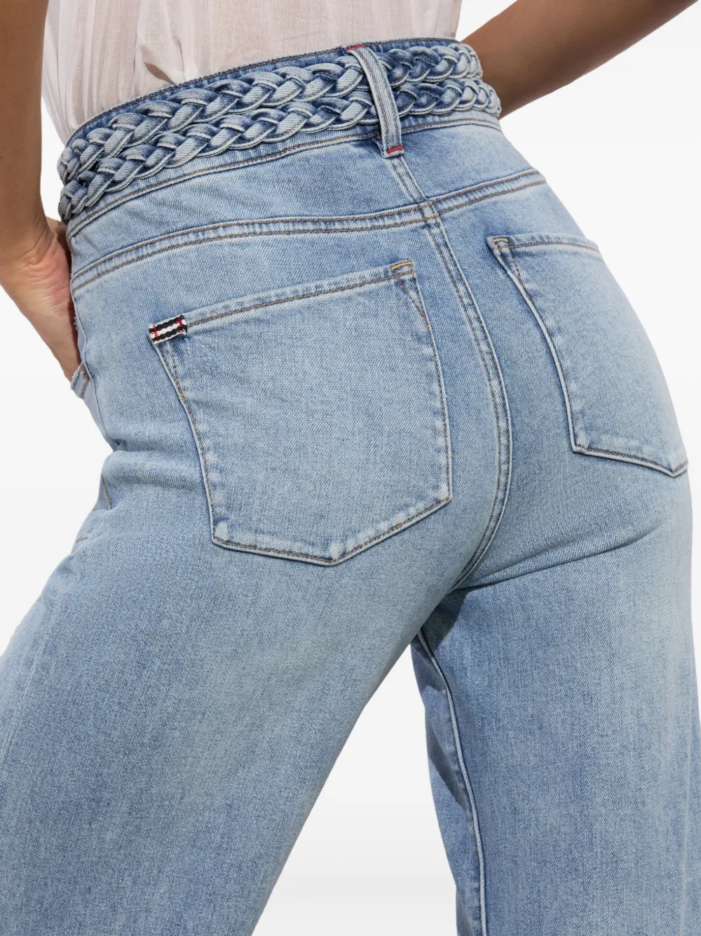 alice + olivia Jeans met gevlochten tailleband en opgestikte zak Blauw