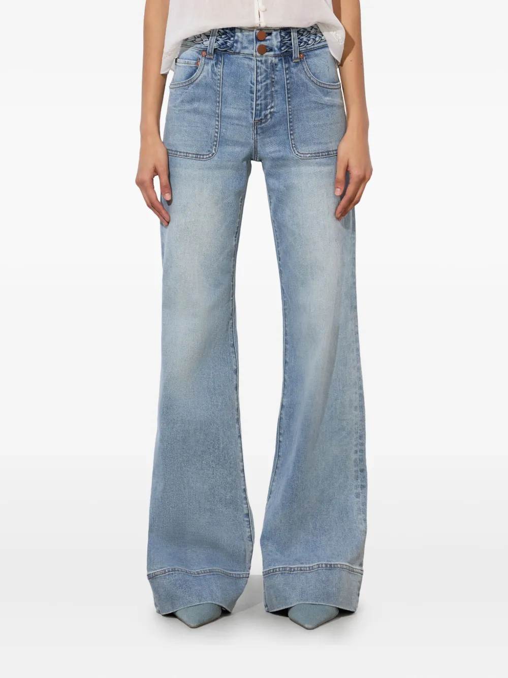 alice + olivia Jeans met gevlochten tailleband en opgestikte zak Blauw