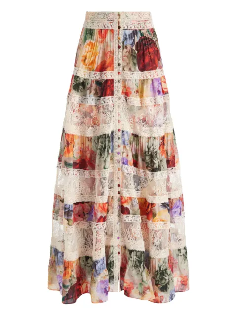 alice + olivia floral-print maxi skirt