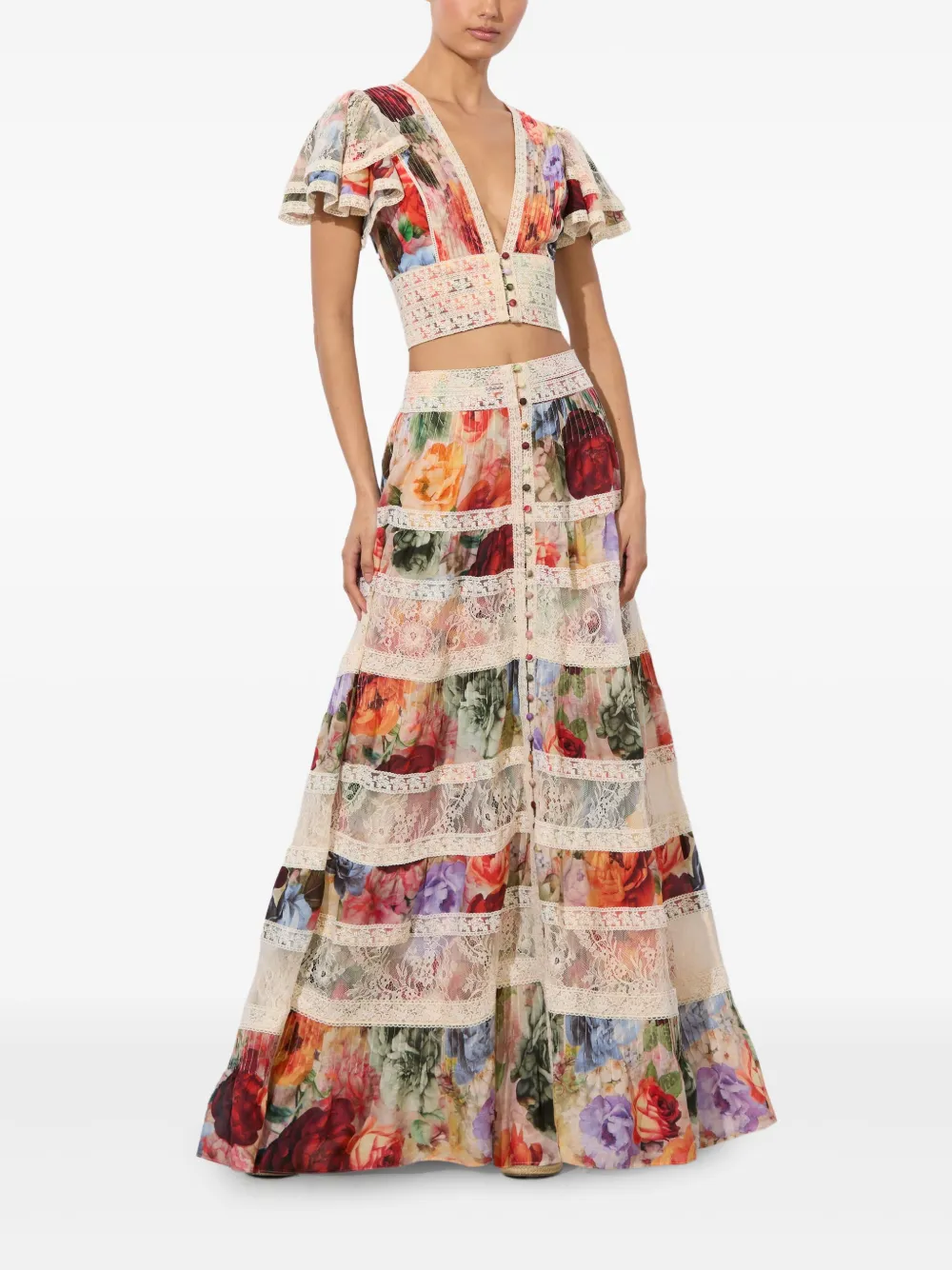 alice + olivia Maxi-rok met bloemenprint Beige