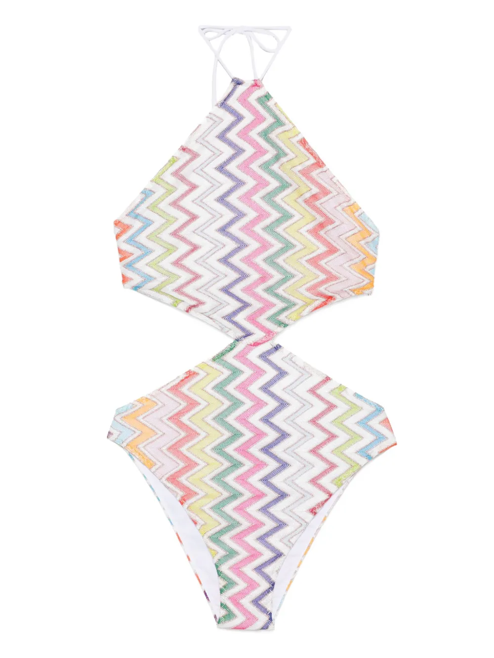 Missoni Badpak met halternek en zigzagpatroon Wit