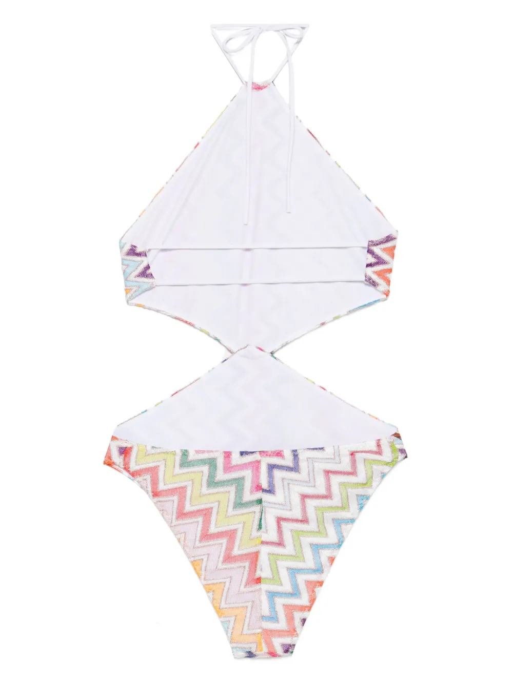 Missoni Badpak met halternek en zigzagpatroon Wit