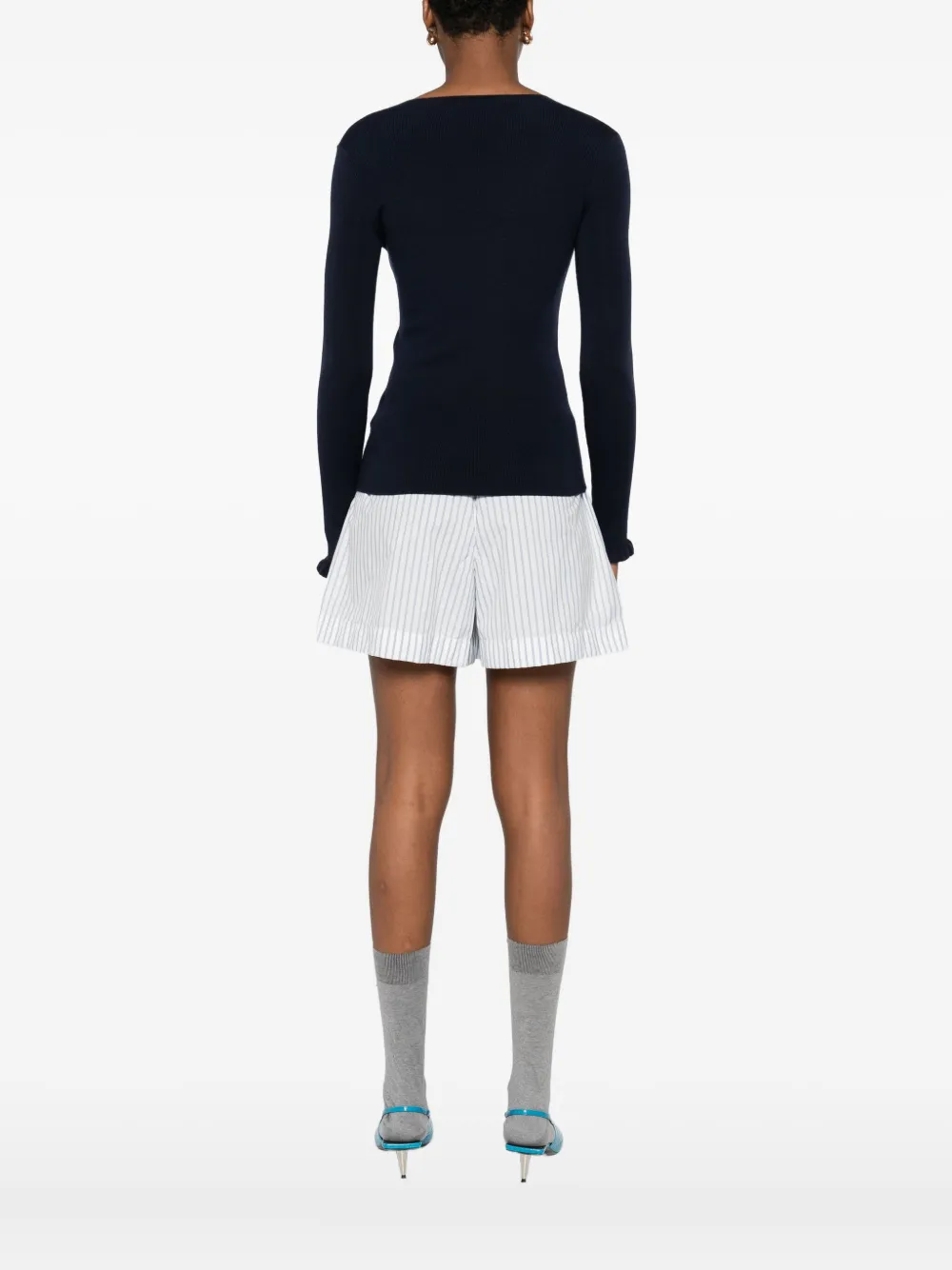 Valentino Garavani Wollen trui met ruches en V-hals Blauw