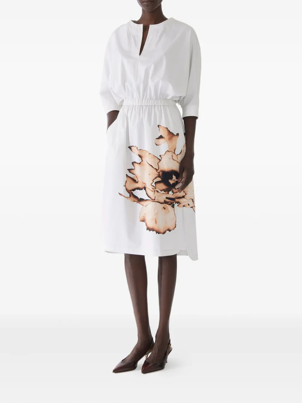 Jason Wu Collection floral-print elasticated-waist midi dress Wit