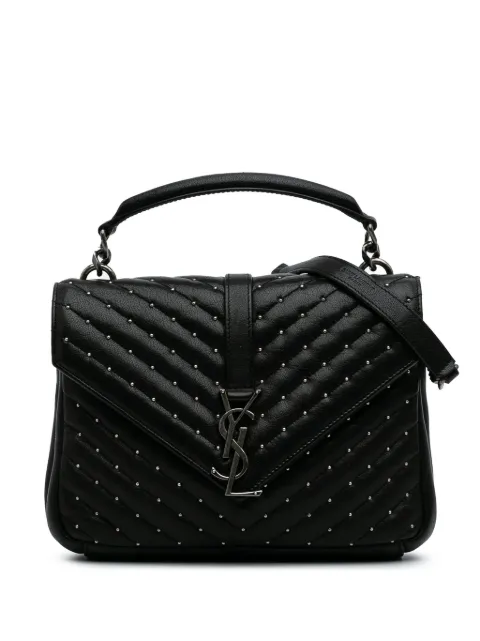 Saint Laurent Pre-Owned 2016 Medium Chevron Studded Sheepskin Monogram College satchel