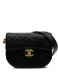 CHANEL Pre-Owned 2021 CC Quilted Calfskin Round Moon Messenger Flap crossbody bag - Black