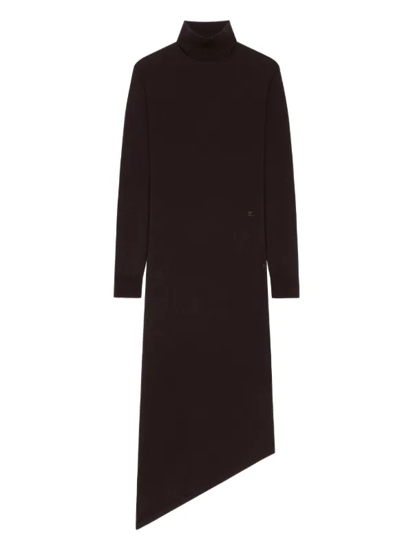 Courrèges Asymmetrical Turtleneck Dress | Brown